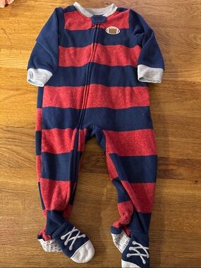 Carter's Red and Navy Striped Footed Baby One-Piece